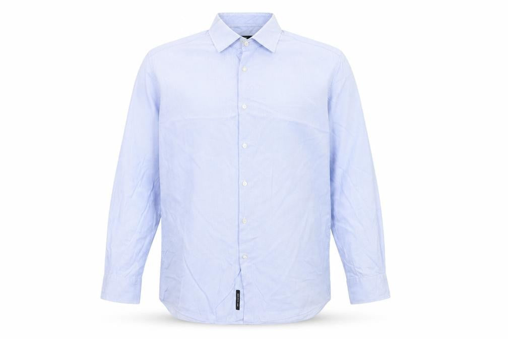 Hugo Boss Men's Blue Slim Fit Long Sleeve Button-Up Shirt 17.5in