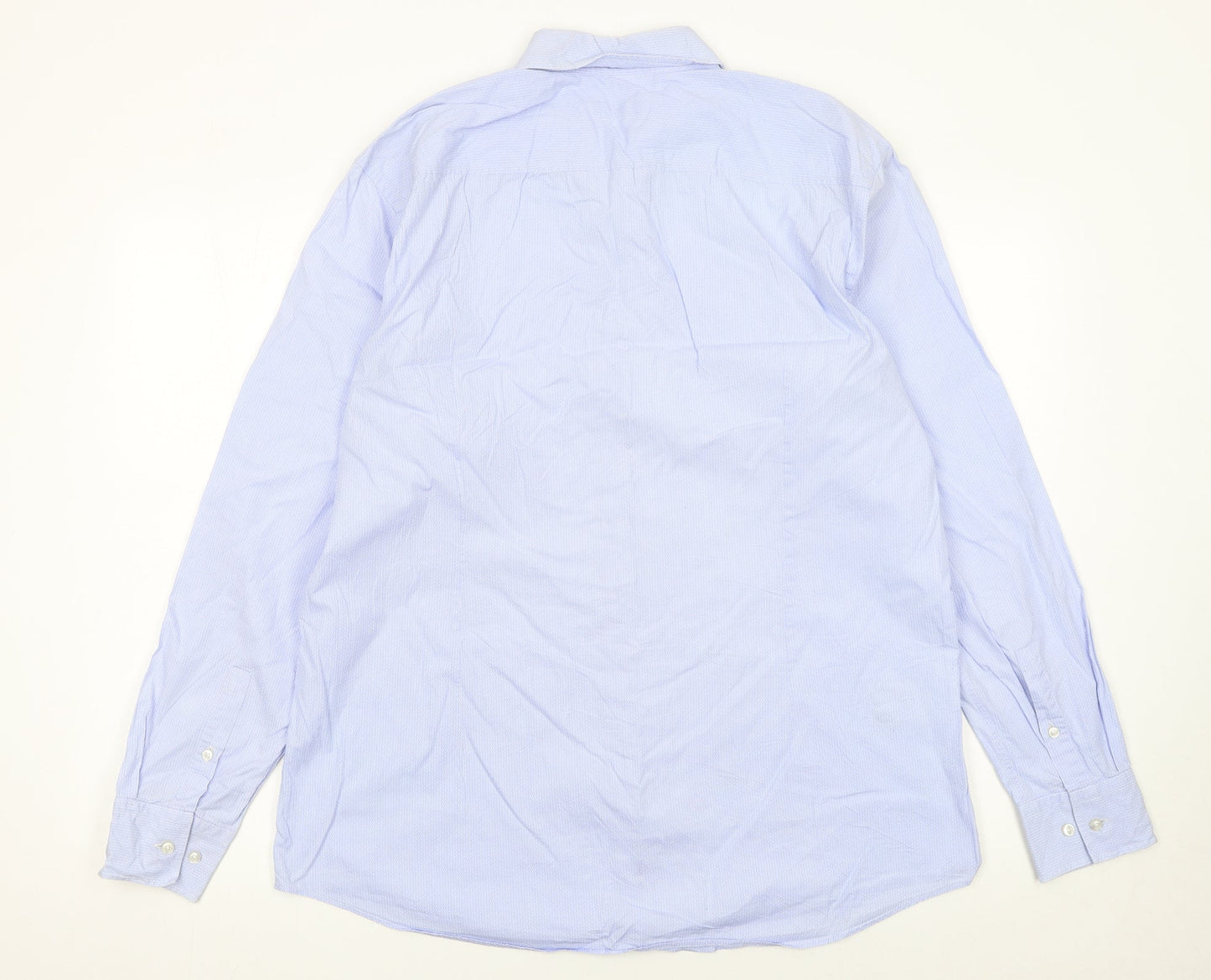 Hugo Boss Men's Blue Slim Fit Long Sleeve Button-Up Shirt 17.5in