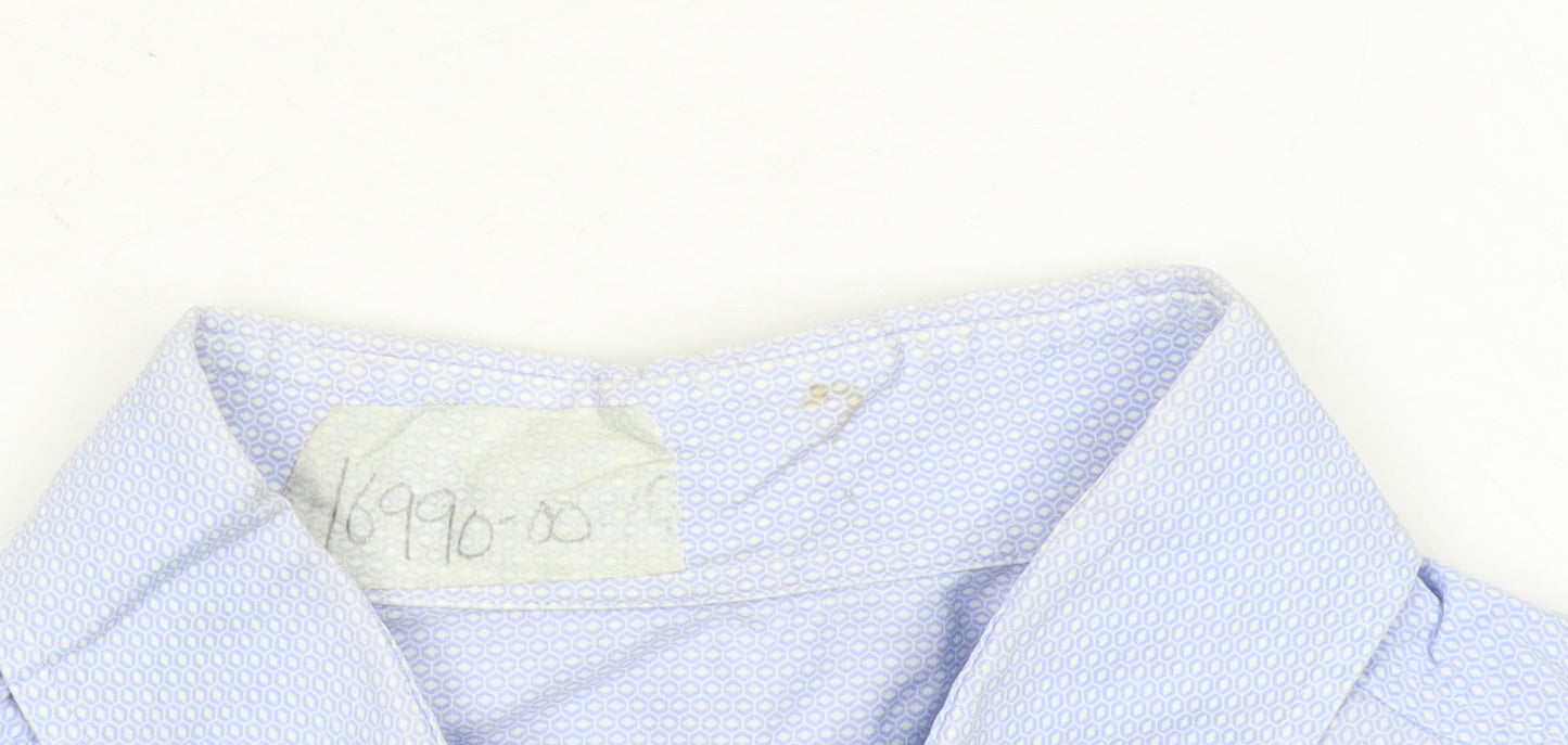Hugo Boss Men's Blue Slim Fit Long Sleeve Button-Up Shirt 17.5in