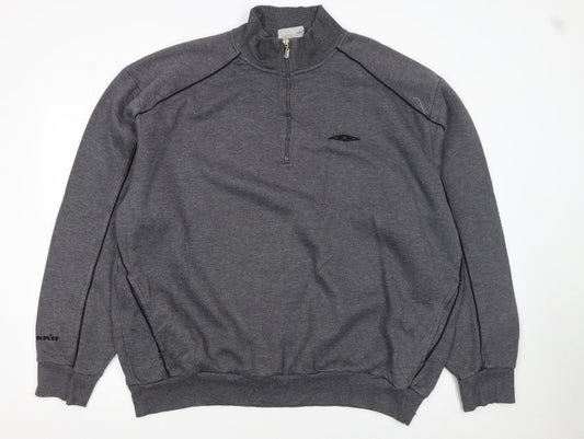 Umbro Men's Grey 2XL 1/4 Zip Pullover Sweatshirt
