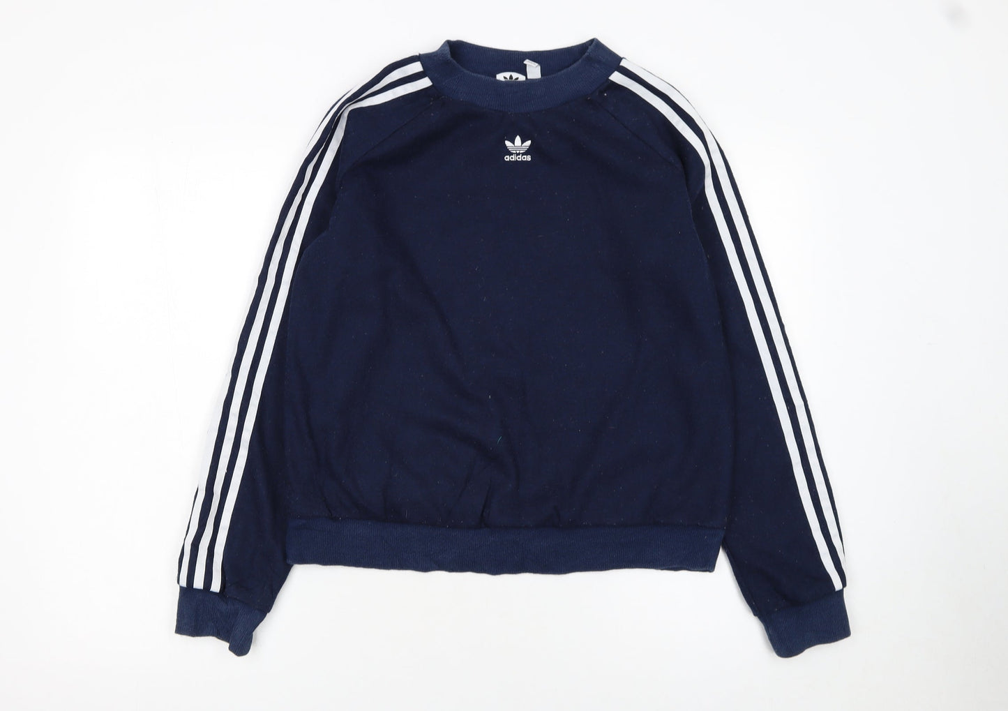 Adidas Women Navy Blue Crew Neck Long Sleeve Sweatshirt UK 12
