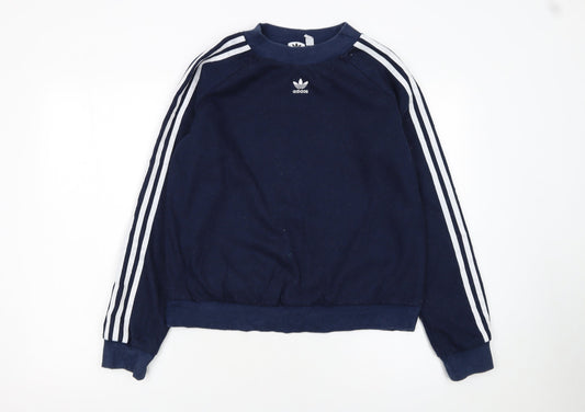 Adidas Women Navy Blue Crew Neck Long Sleeve Sweatshirt UK 12