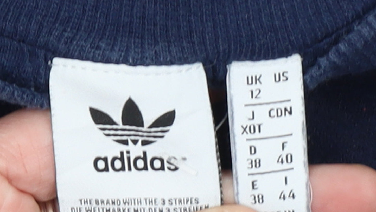Adidas Women Navy Blue Crew Neck Long Sleeve Sweatshirt UK 12