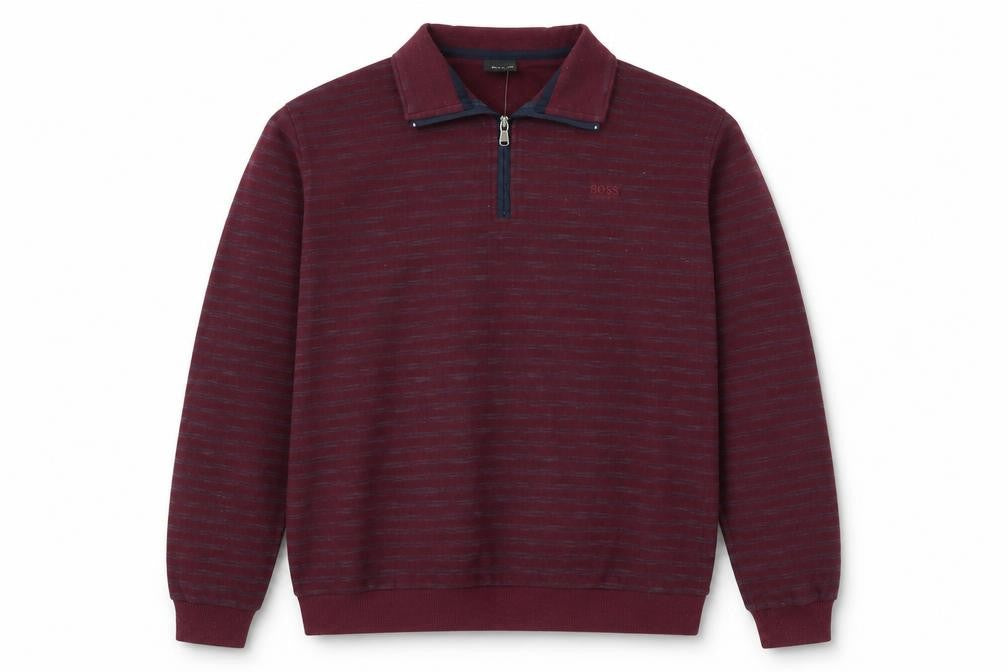 Hugo Boss Men's Red 2XL Collared 1/2 Zip Knit Sweatshirt