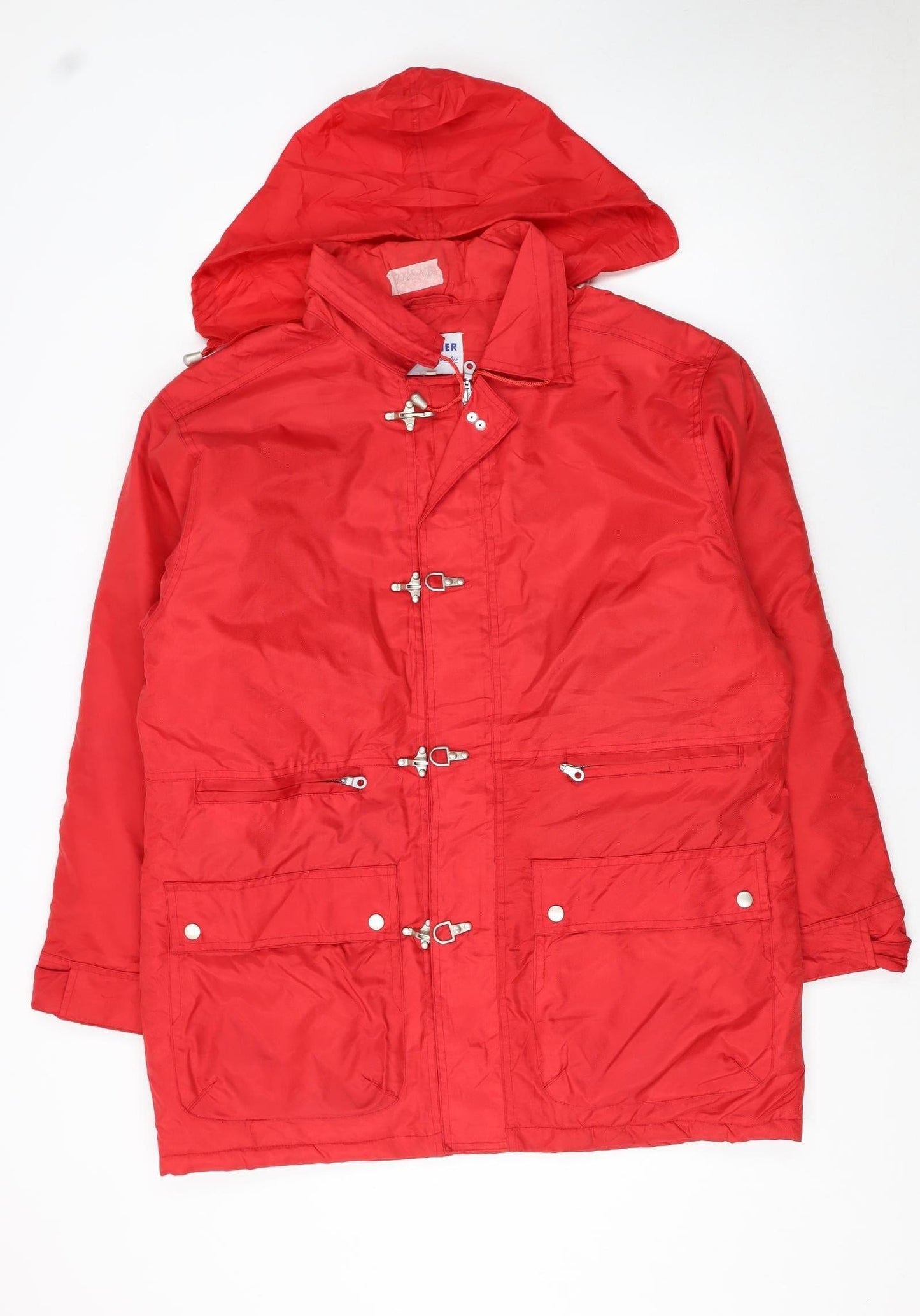 Berner Men's Red Hooded Windproof Parka Jacket Size L