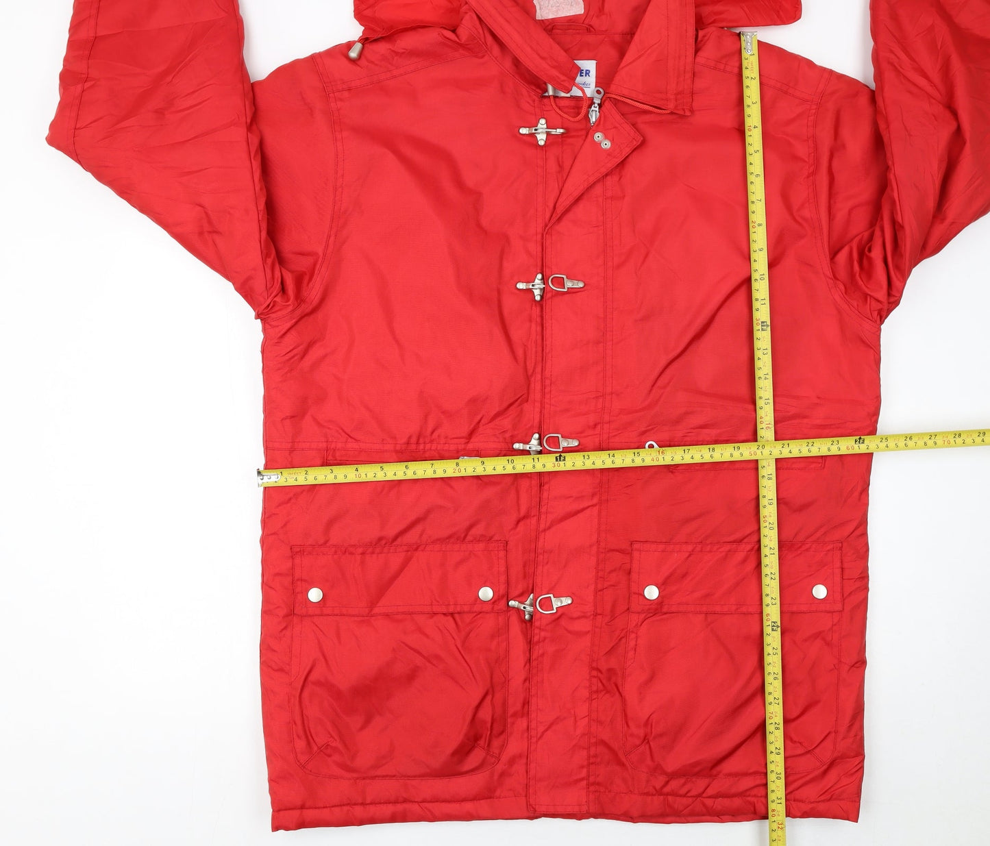 Berner Men's Red Hooded Windproof Parka Jacket Size L