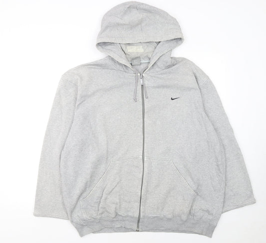 Nike Women Grey Full Zip Hoodie Size 2XL Cotton Blend