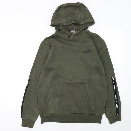 Puma Men’s Green Pullover Hoodie Small Logo Regular Fit