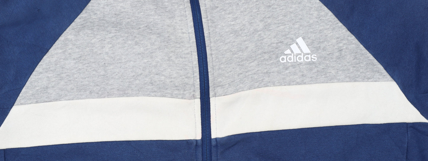 Adidas Men's Blue Track Jacket L Colourblock Full Zip Sportswear
