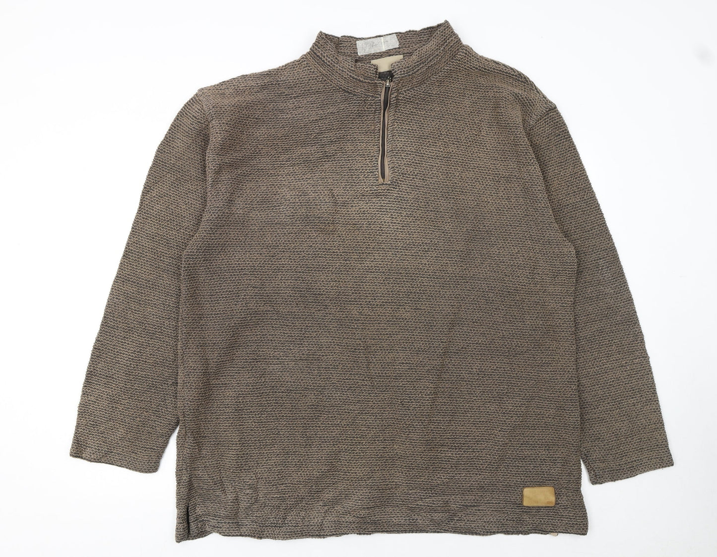 Weird Fish Men’s Brown XL Knit 1/2 Zip Mock Neck Sweatshirt
