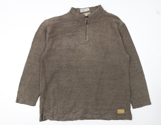 Weird Fish Men’s Brown XL Knit 1/2 Zip Mock Neck Sweatshirt