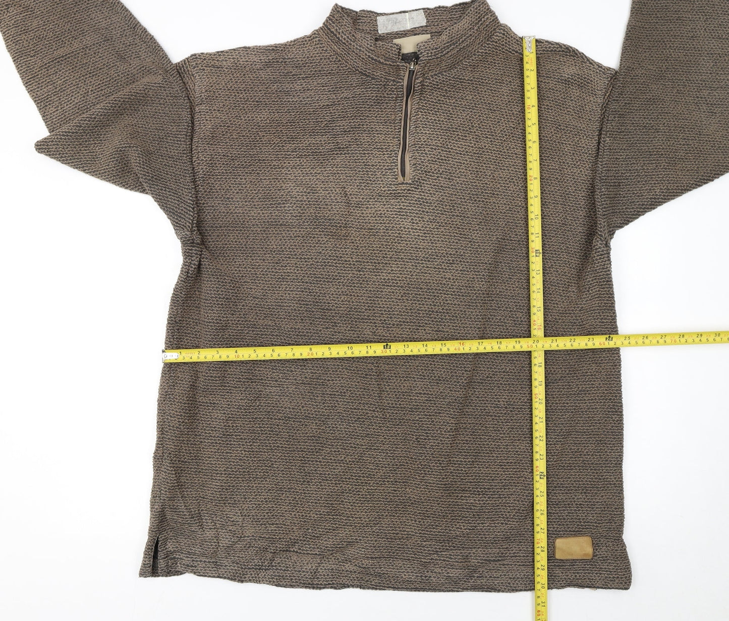 Weird Fish Men’s Brown XL Knit 1/2 Zip Mock Neck Sweatshirt