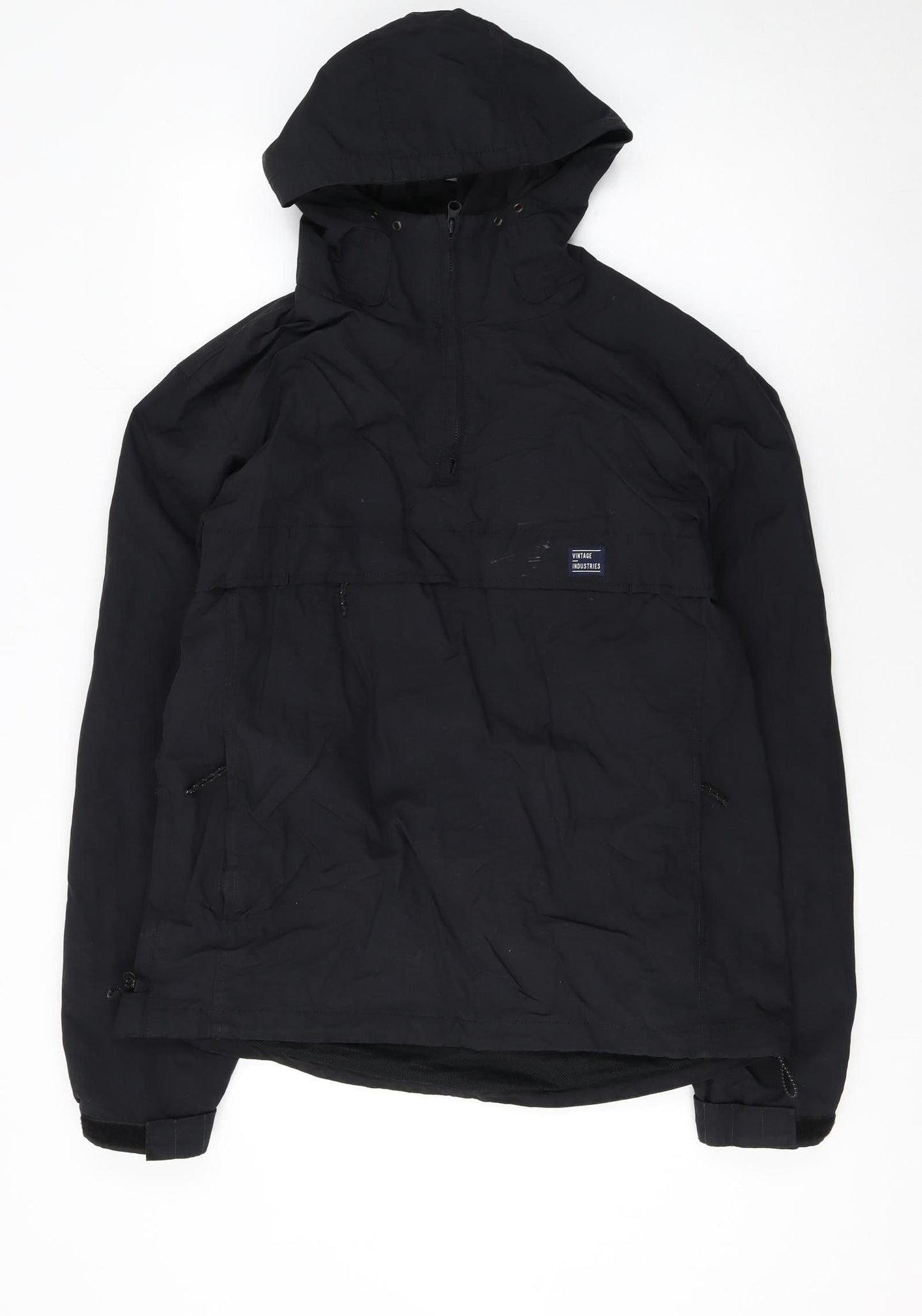 Vintage Industries Mens Black Anorak Jacket M Hooded Nylon
