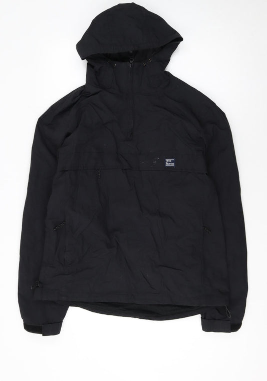 Vintage Industries Mens Black Anorak Jacket M Hooded Nylon