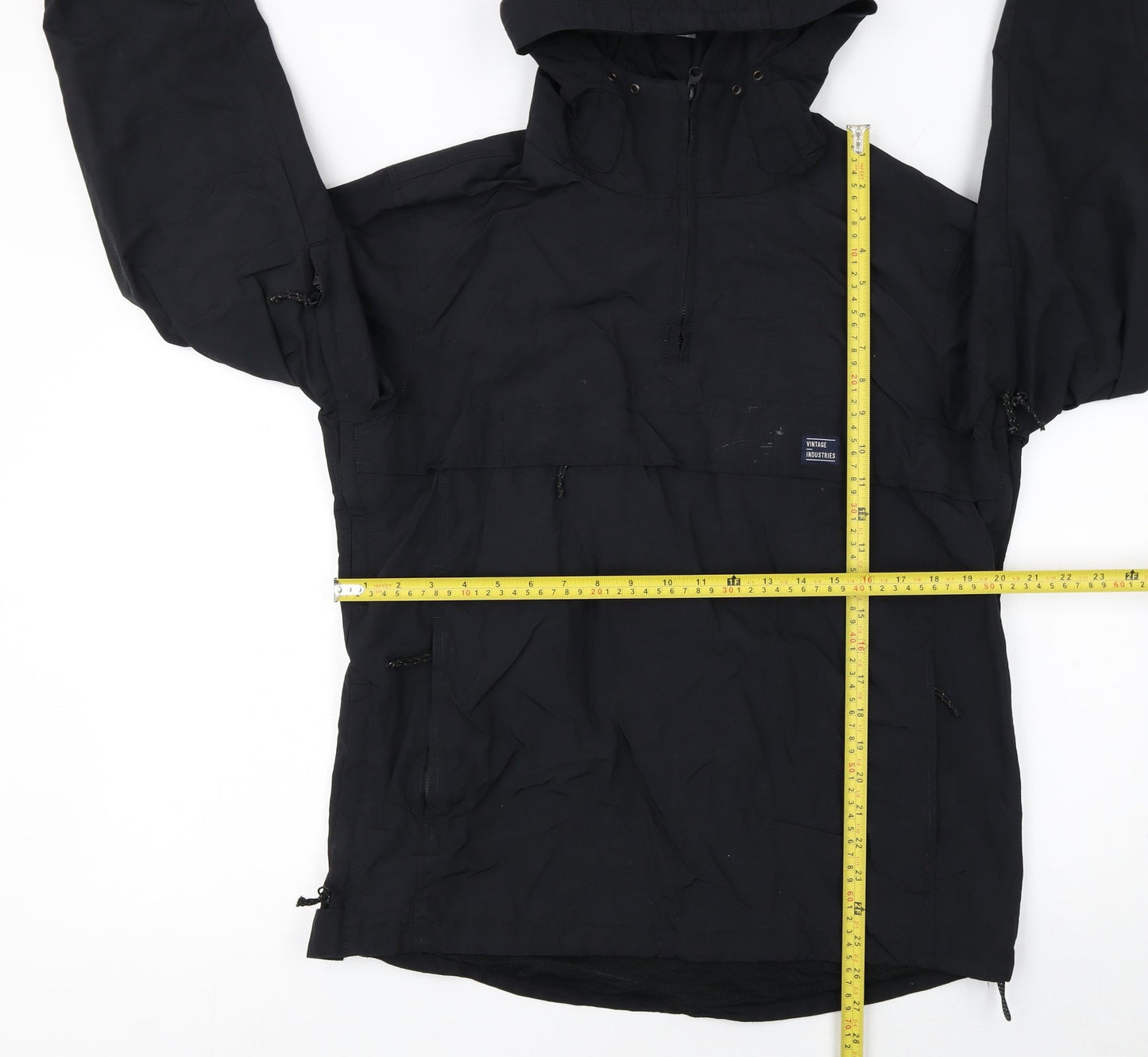 Vintage Industries Mens Black Anorak Jacket M Hooded Nylon