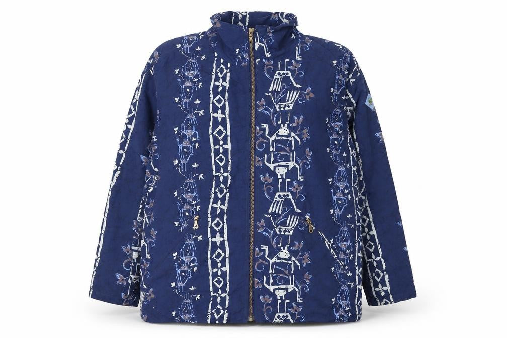 Fun Days Womens Blue Animal Print Cotton Hooded Windbreaker Jacket XL