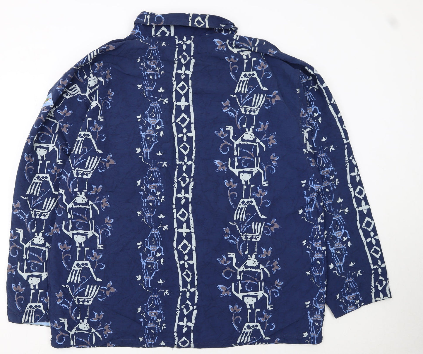 Fun Days Womens Blue Animal Print Cotton Hooded Windbreaker Jacket XL