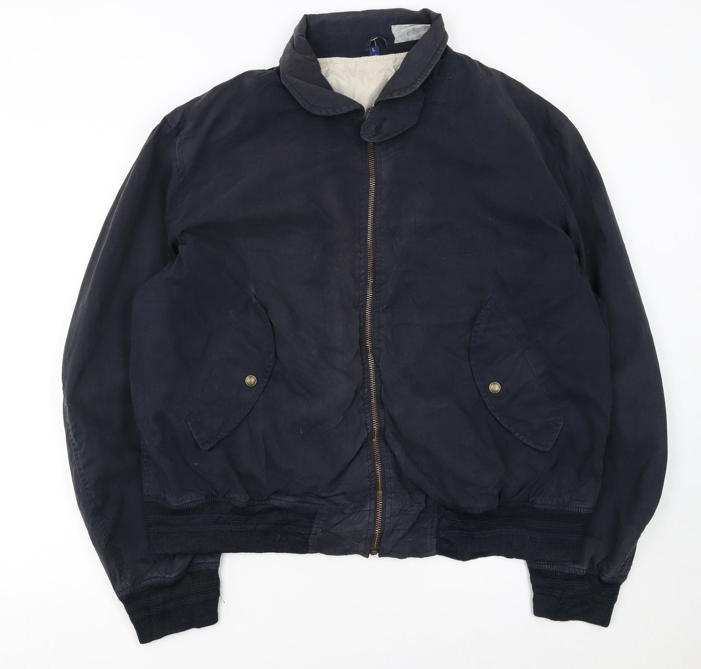 Gant Men's Blue Bomber Jacket L Twill Cotton Nylon Classic Style