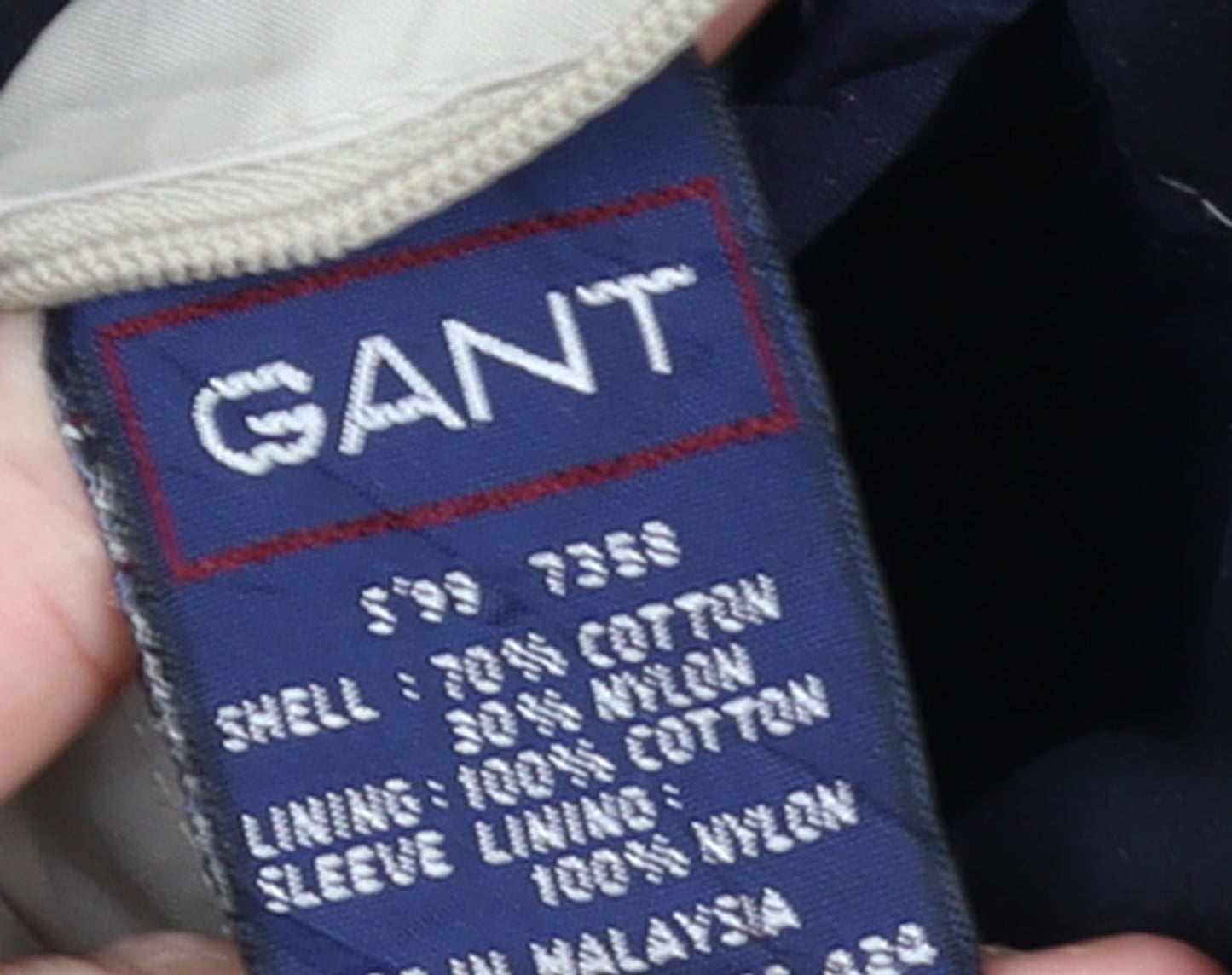 Gant Men's Blue Bomber Jacket L Twill Cotton Nylon Classic Style