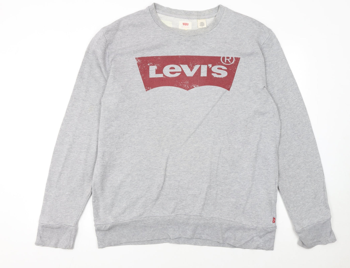 Levi's Men's Grey Logo Crew Neck Pullover Sweatshirt M