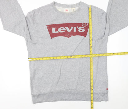 Levi's Men's Grey Logo Crew Neck Pullover Sweatshirt M