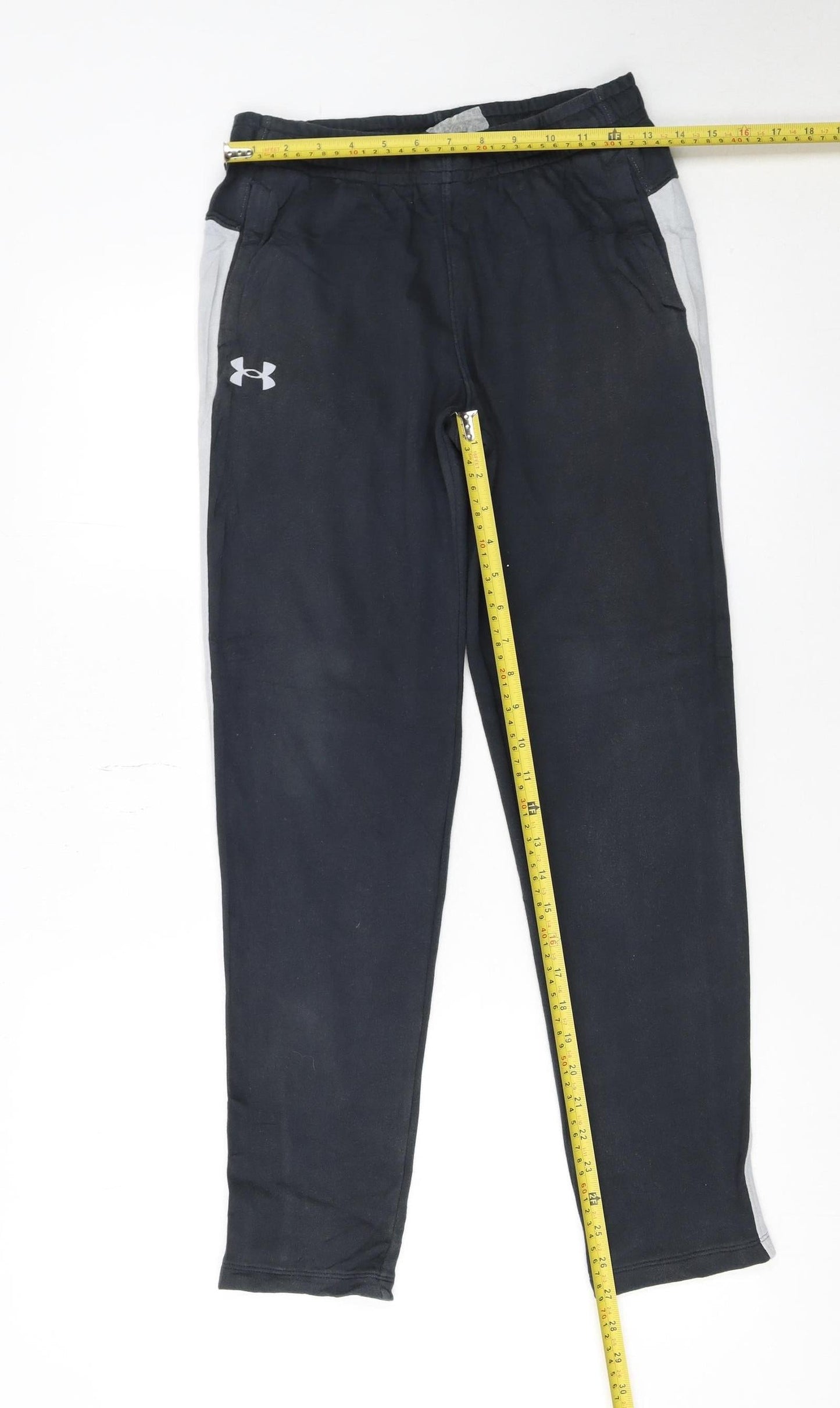 Under Armour Boys Black Joggers YLG Cotton Blend Elastic Waist Sportswear