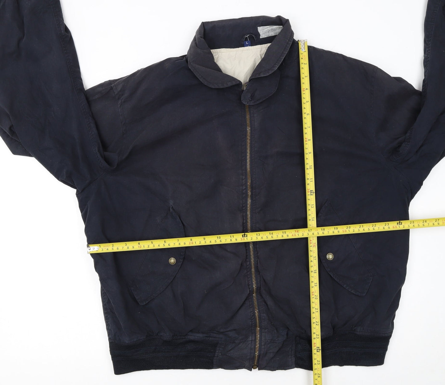 GANT Men's Blue Cotton Nylon Bomber Jacket L Full Zip Casual