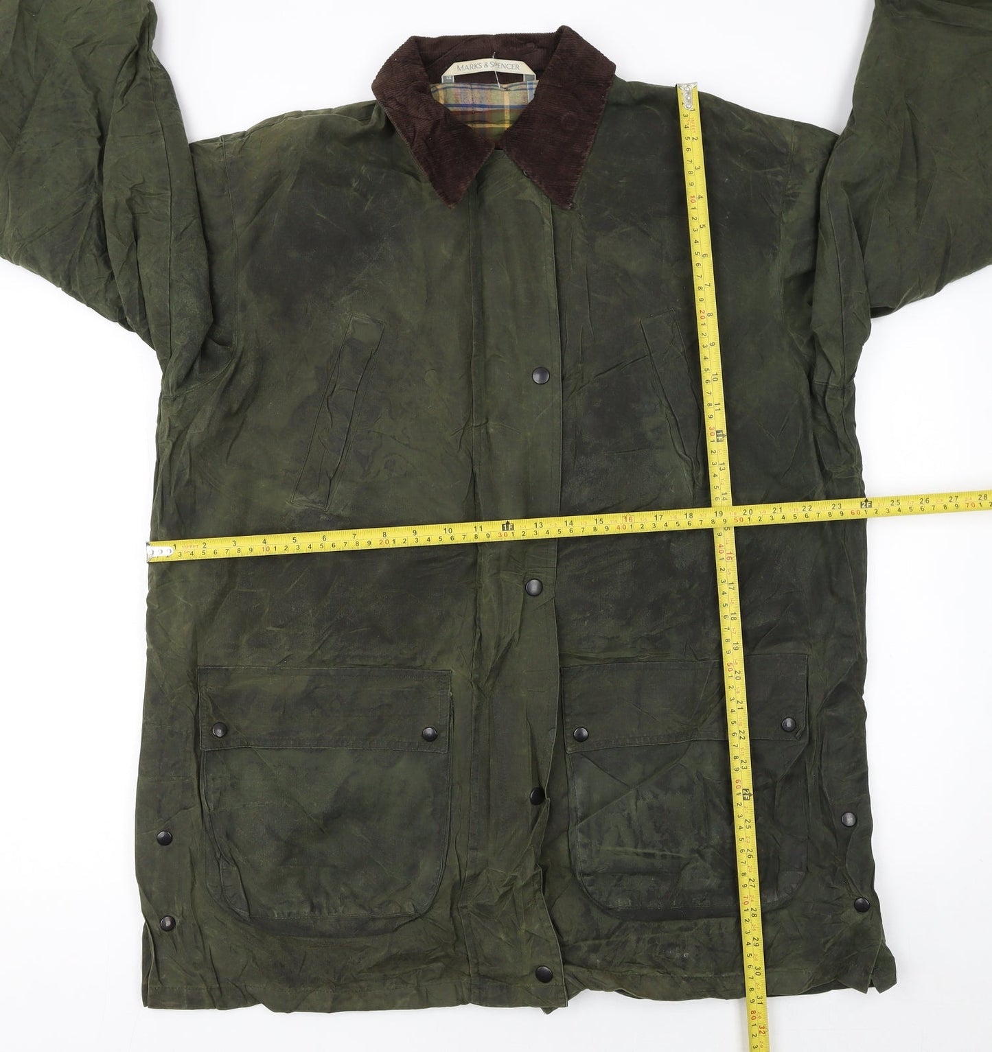 Marks and Spencer Men's Green Waxed Overcoat Jacket Size 36 Regular