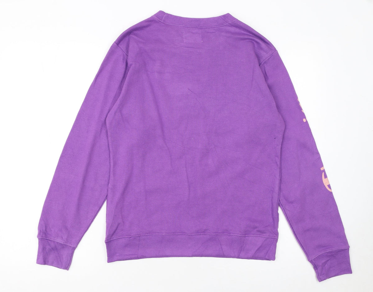Champion Girls Purple Crew Neck Sweatshirt Size L Cotton Blend Logo Print