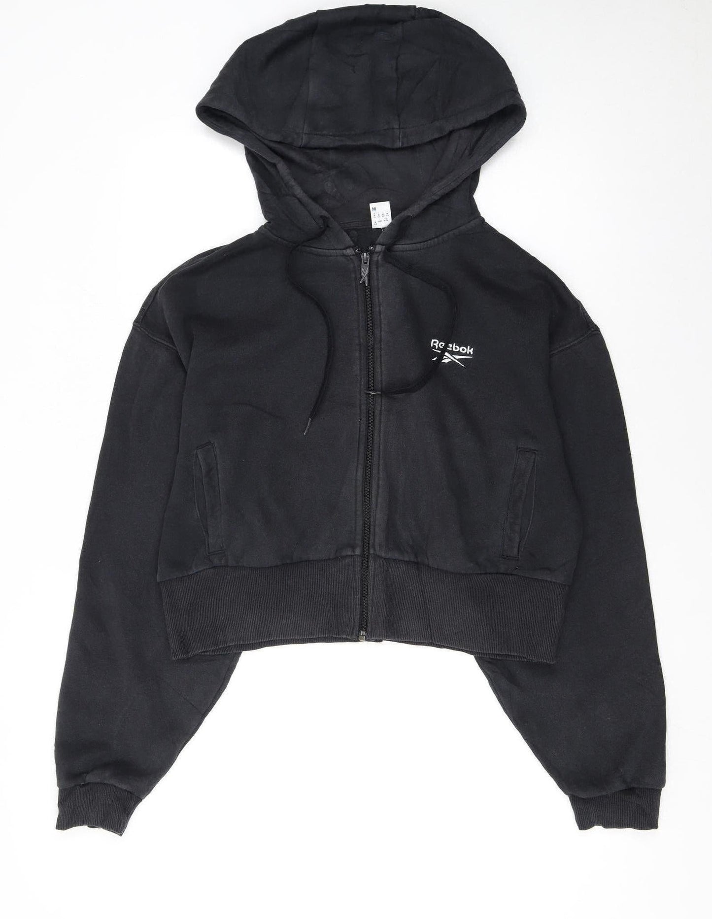 Reebok Women's Black Full Zip Hoodie Medium 12-14 Hooded Sweatshirt