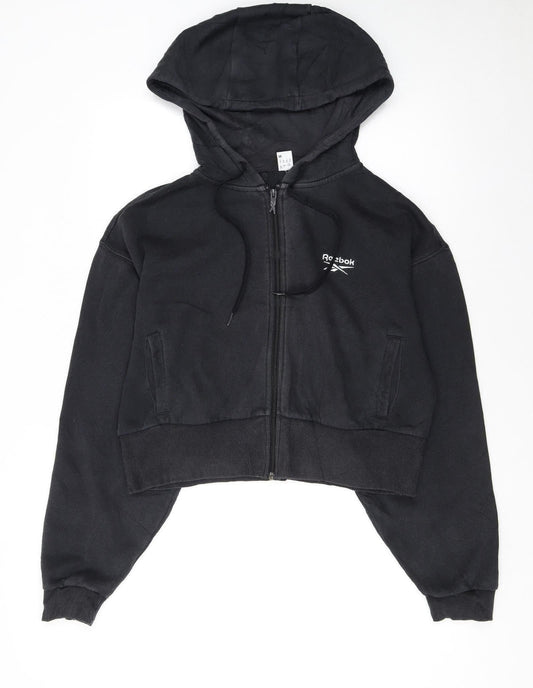 Reebok Women's Black Full Zip Hoodie Medium 12-14 Hooded Sweatshirt
