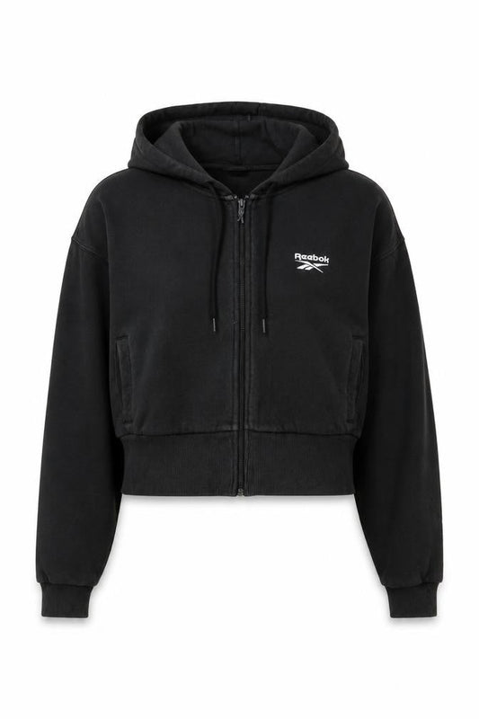 Reebok Women's Black Full Zip Hoodie Medium 12-14 Hooded Sweatshirt