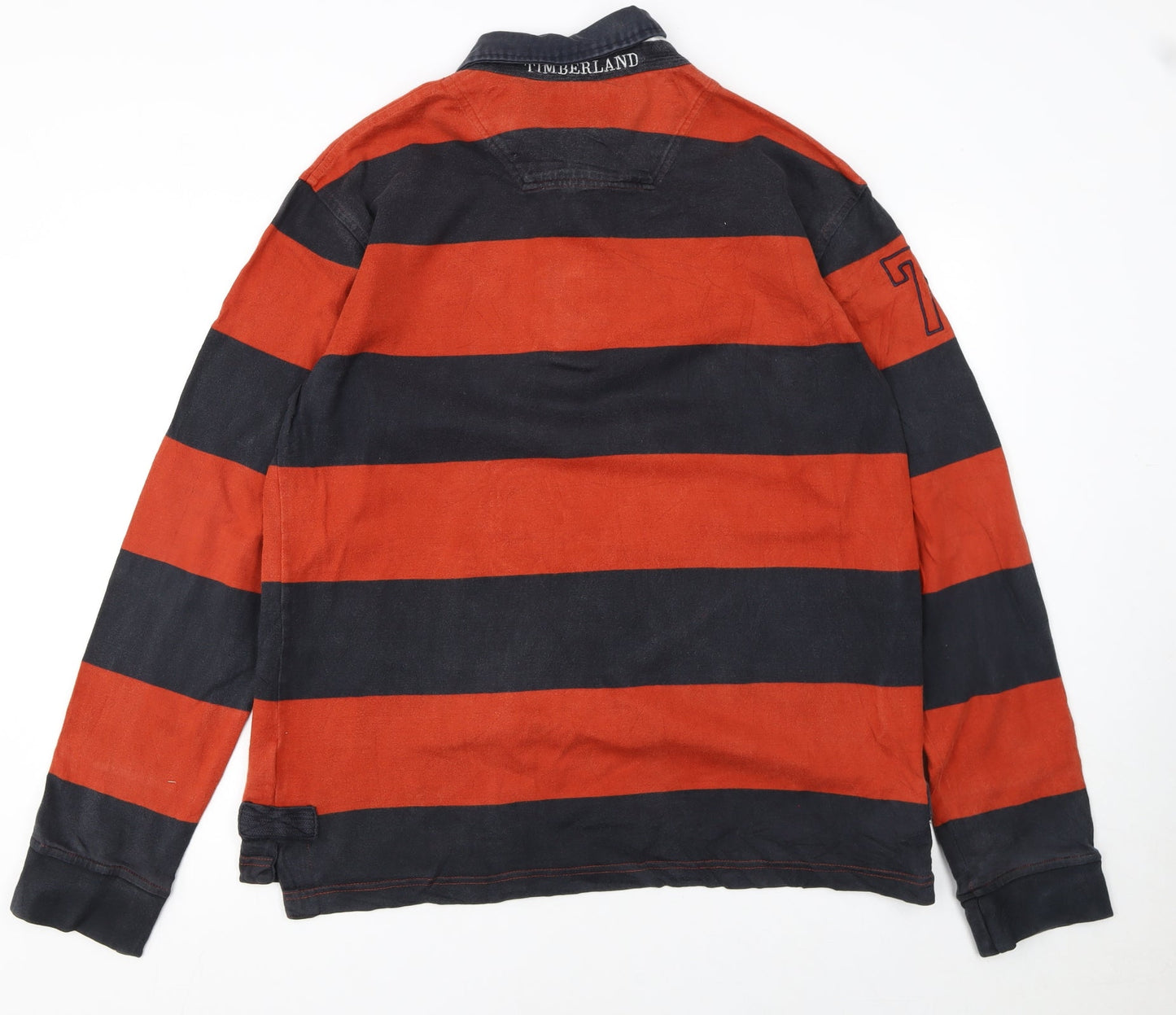 Timberland Earthkeepers Men's Red Navy Striped Long Sleeve Polo L Regular Fit