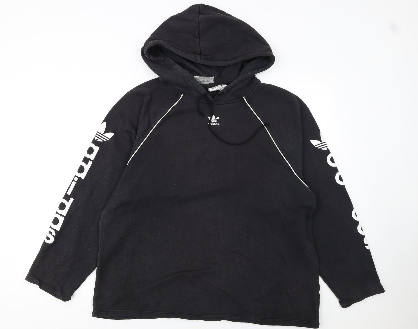 Adidas Women's Black Pullover Hoodie Size 14 with Logo Print