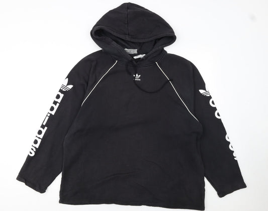 Adidas Women's Black Pullover Hoodie Size 14 with Logo Print