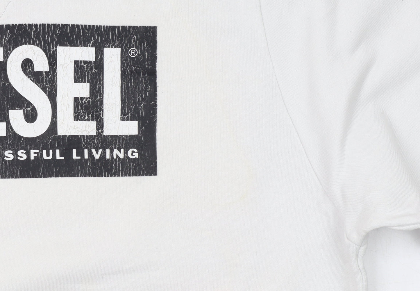 Diesel Mens White XL Pullover Sweatshirt Graphic Print Logo Jumper