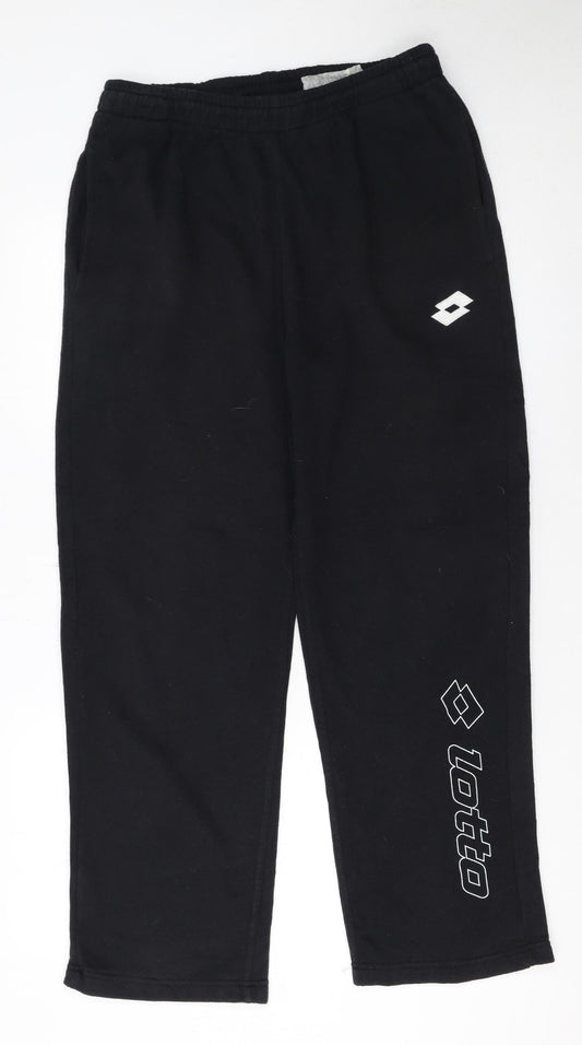 Lotto Women Black Fleece Sweatpants L Regular Fit Comfort Sportswear