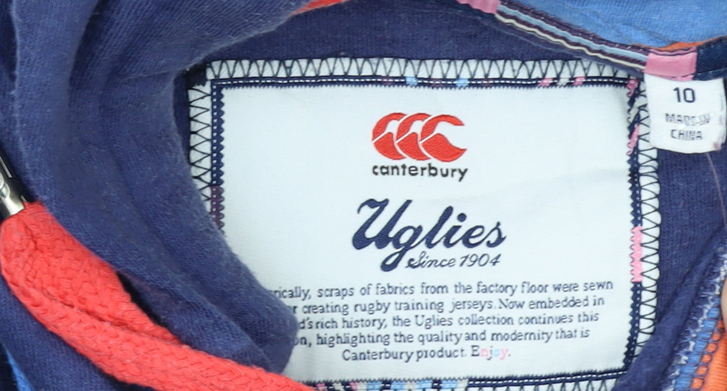 Canterbury Womens Blue Hoodie Size 10 Cotton Blend Uglies Logo Pullover