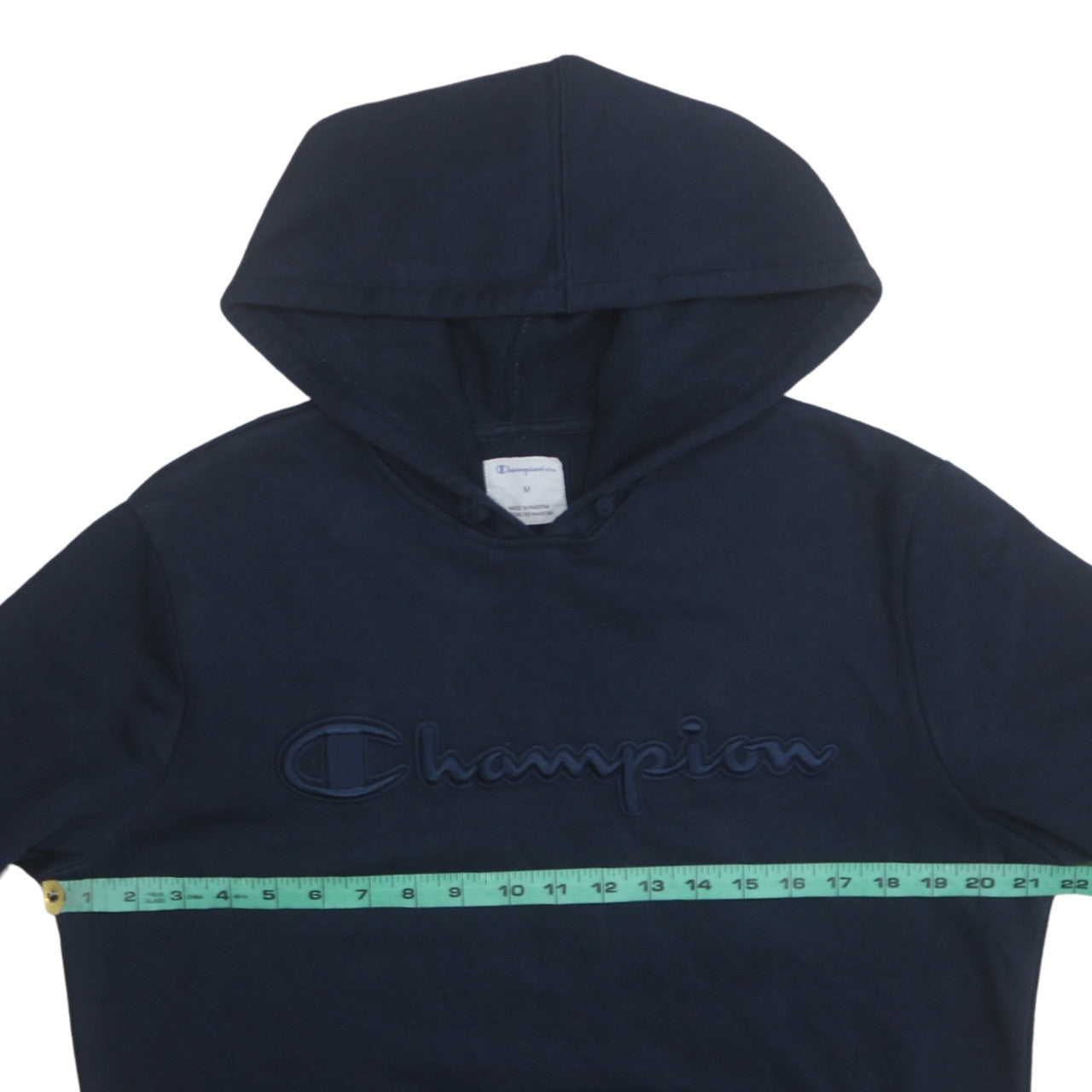 Champion Men's Blue Pullover Hoodie Medium Embroidered Logo Fleece