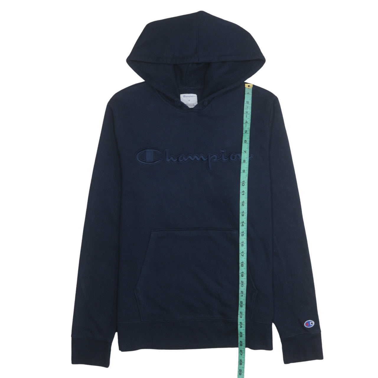 Champion Men's Blue Pullover Hoodie Medium Embroidered Logo Fleece