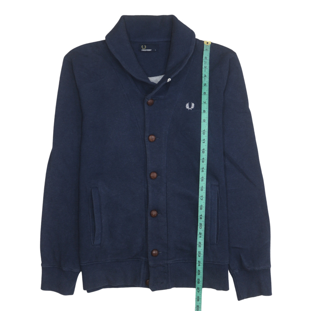Fred Perry Men's Blue L Button Cardigan Sweatshirt