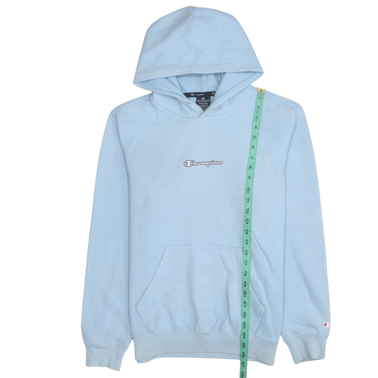 Champion Men's Blue Pullover Hoodie Medium Logo Fleece Sweatshirt
