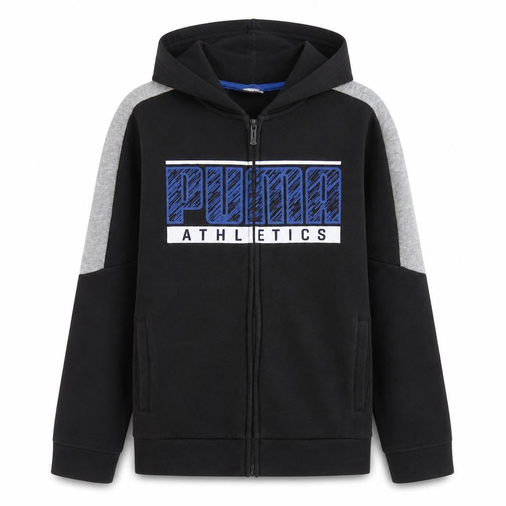 Puma Boys Black Full Zip Hoodie 13-14 Years Athletic Fleece Sweatshirt