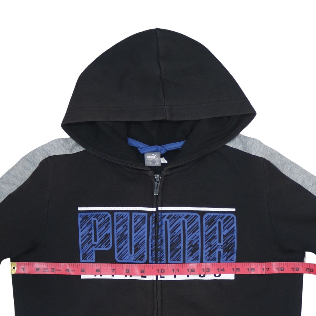 Puma Boys Black Full Zip Hoodie 13-14 Years Athletic Fleece Sweatshirt