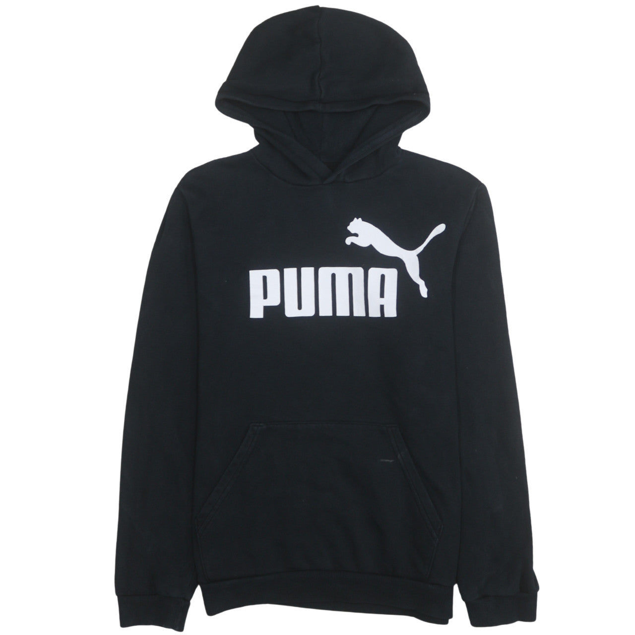 Puma Boys Black Pullover Hoodie 15-16 Years Logo Fleece Sweatshirt