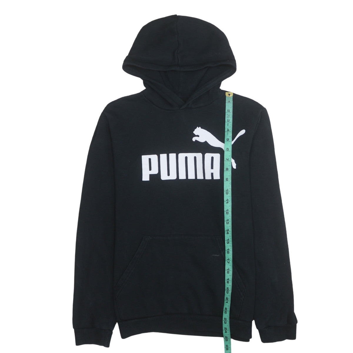 Puma Boys Black Pullover Hoodie 15-16 Years Logo Fleece Sweatshirt