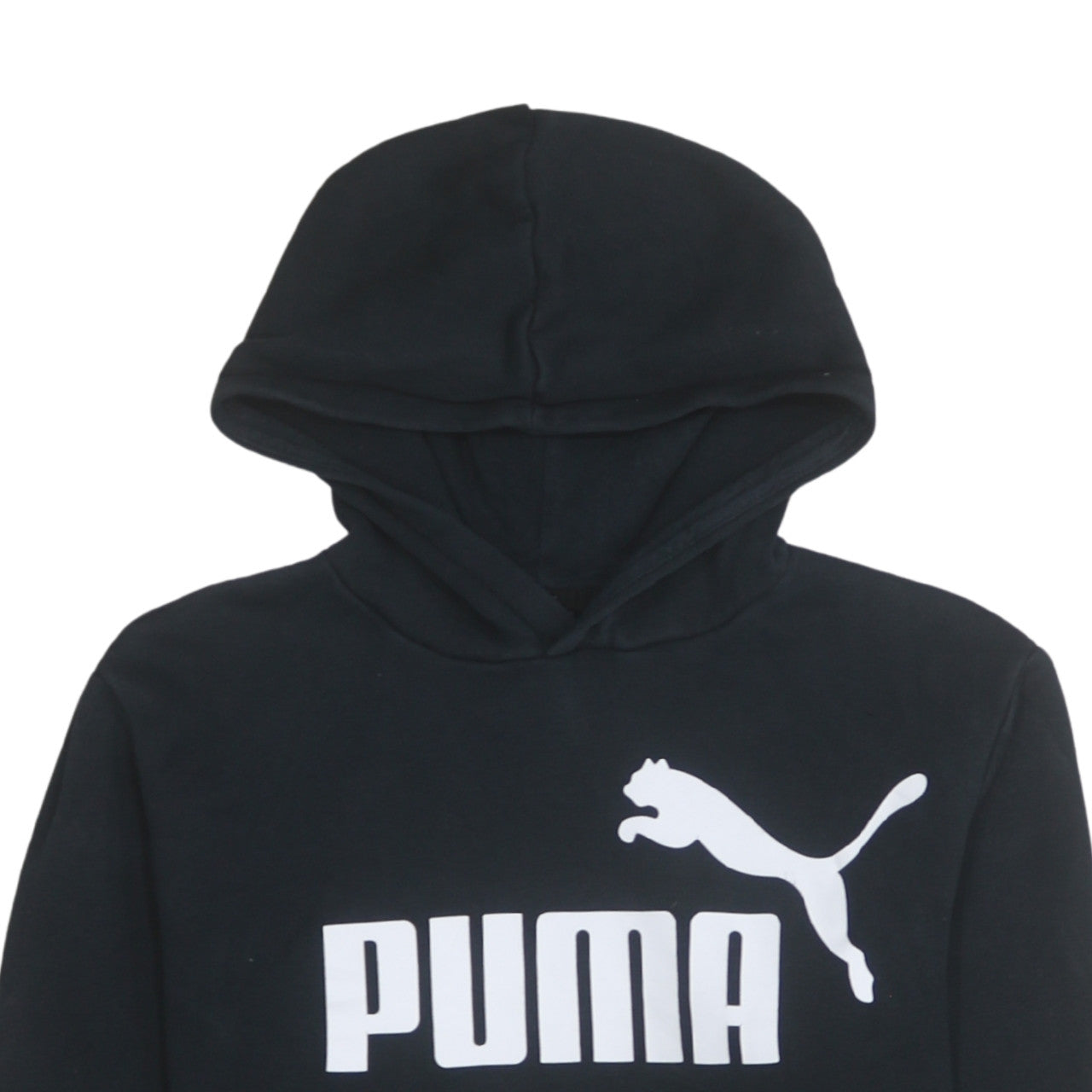 Puma Boys Black Pullover Hoodie 15-16 Years Logo Fleece Sweatshirt