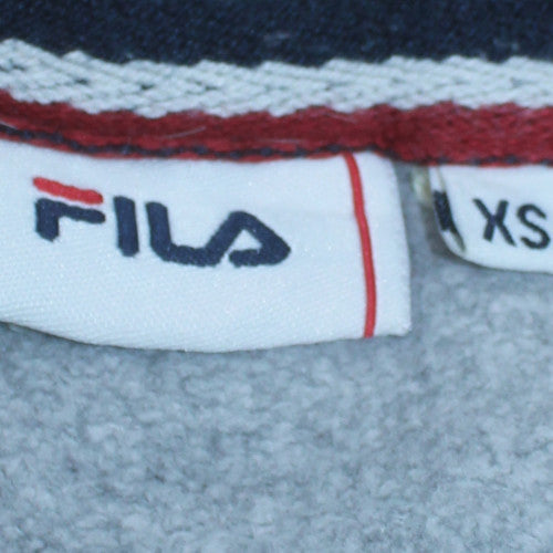 Fila Men's Grey Pullover Hoodie XS Logo Graphic Cotton Blend