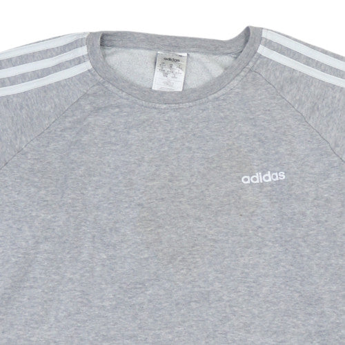 Adidas Womens Grey Crew Neck Sweatshirt UK 12-14 Casual Pullover