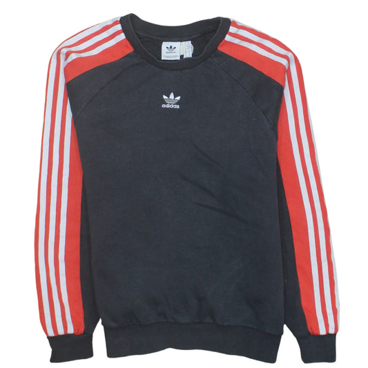 Adidas Womens Black Red Crew Neck Long Sleeve Sweatshirt Size 6